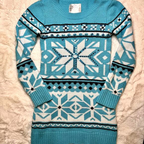 Justice Blue Snowflake Sequin Sweater - Picture 1 of 3